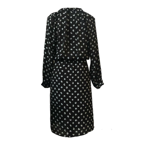 Loft long Sleeve Black with Blue Pattern Dress Size 8. - Picture 5 of 7